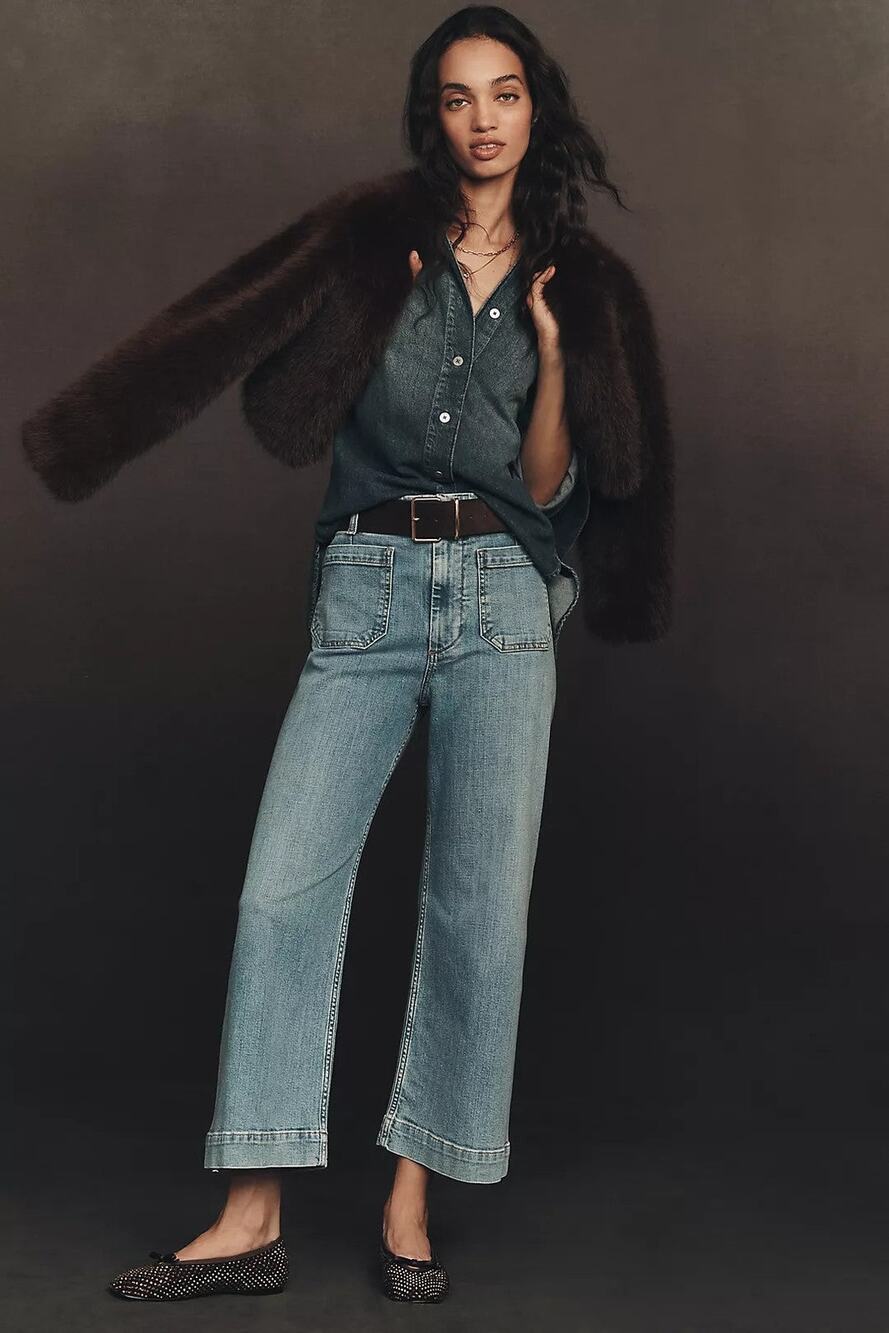 Maeve Colette High-Rise Wideleg Cropped Jeans - 31